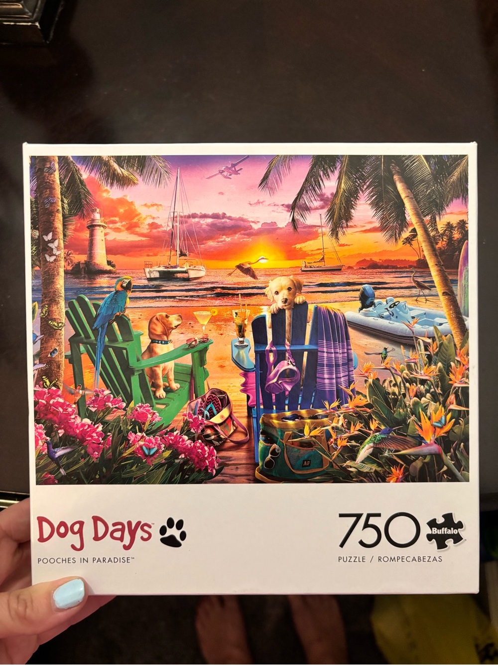 Dog Days Pooches in Paradise 750-Piece Puzzle - Colorful Beach Scene